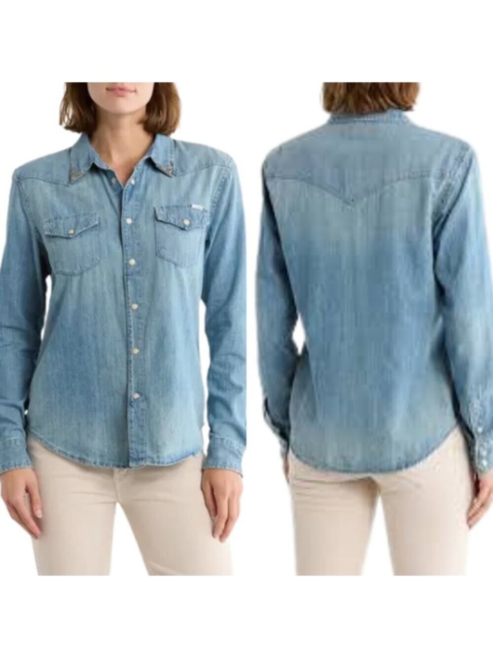 NEW Mother The Gathered All My Exes Snap Up Western Shirt Blue Size: Medium
